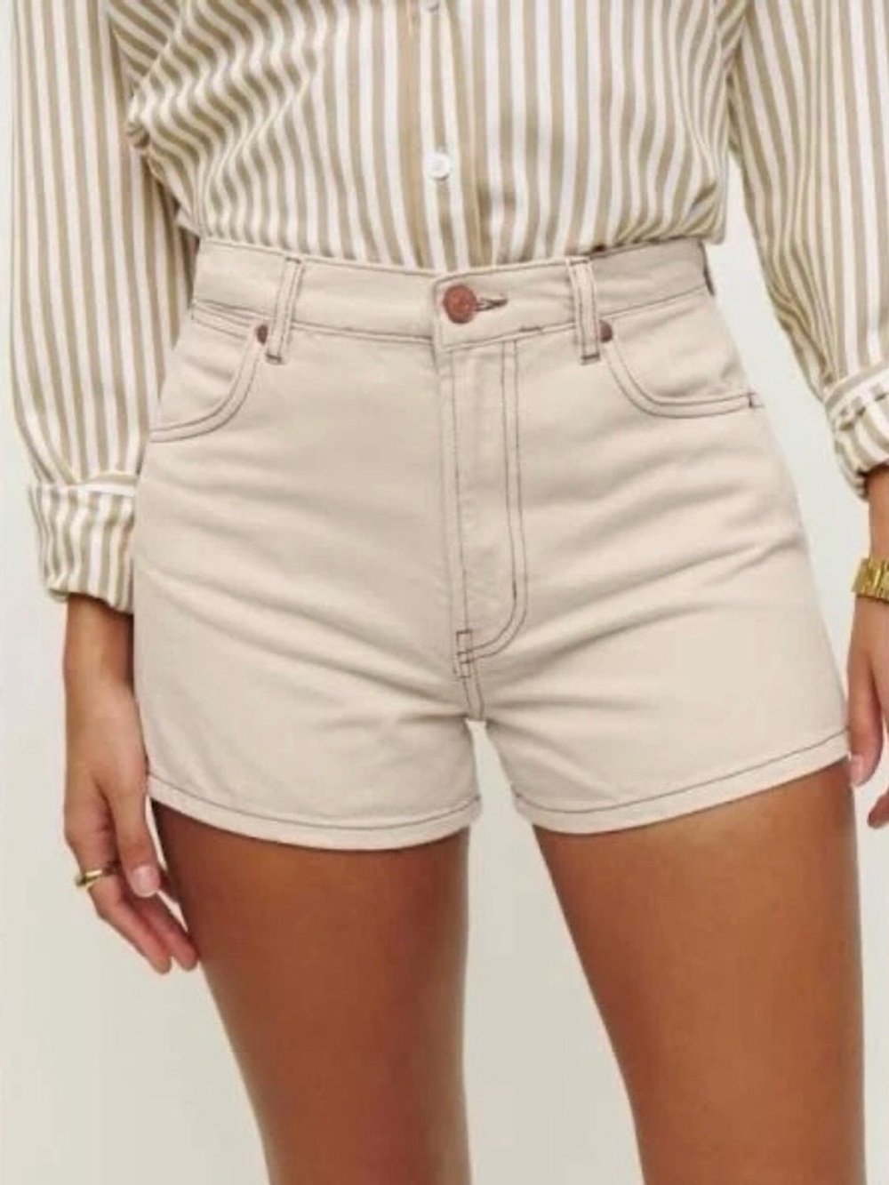 Reformation Jeans Wilder Shorts Size 23 High Rise Relaxed Cotton Denim Latte